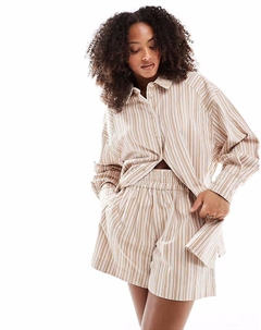 Короткий А-образный комбинезон в коричневую полоску Asos design