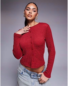 Текстурированный приталенный кардиган красного цвета Asos design