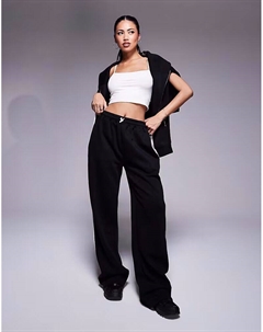 Широкие брюки-джоггеры с полосками по бокам, черно-белые Kaiia