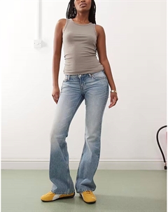 Джинсы Nova с заниженной талией, облегающие, светло-голубого цвета Weekday