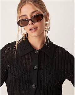Рубашка с ажурной строчкой черного цвета Asos design