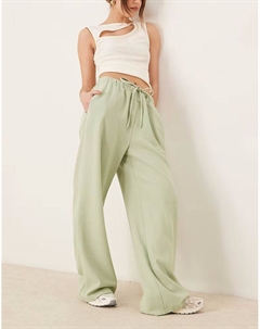 Строгие брюки из льняного материала зеленого цвета Asos design