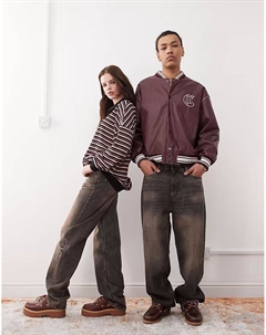 Джинсы унисекс мешковатого кроя Galaxy черного цвета с эффектом грязной ржавчины Weekday