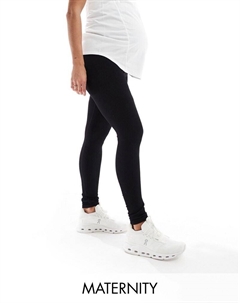 Черные бесшовные леггинсы в рубчик 4505 Maternity Icon Asos