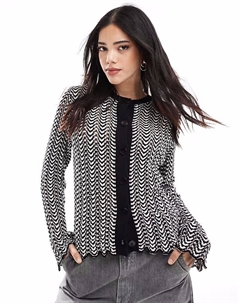 Вязаный кардиган, связанный крючком контрастного цвета в черно-белой гамме Asos design