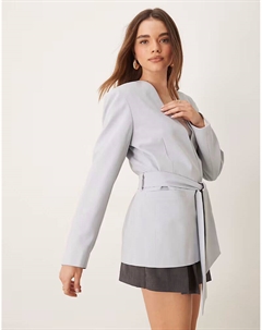 Пиджак с завязкой на талии, светло-голубой Asos design