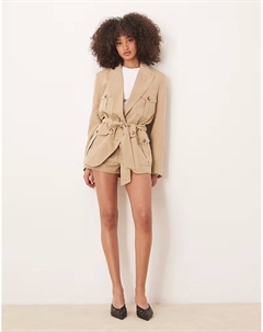 Блейзер из искусственной замши в коричневом цвете Asos design