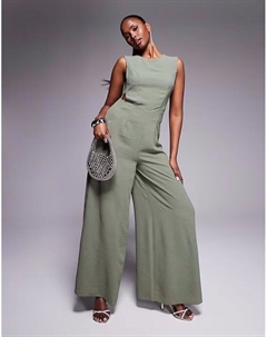 Широкий комбинезон цвета хаки с пряжкой от Asos design