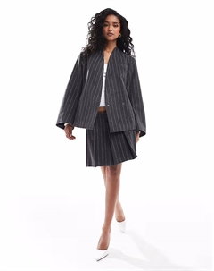 Шерстяной блейзер в полоску тёмно-серого цвета Asos design