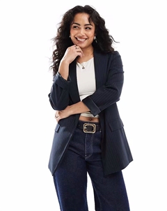 Блейзер в тонкую тёмно-синюю полоску Stradivarius