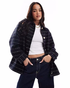 Пиджак букле в полоску темно-синего цвета Asos design