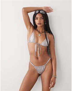 Rio, комплект из бикини с металлическим верхом и завязками спереди, серебристого цвета Lioness