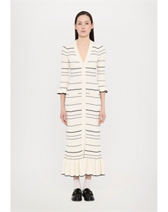 Повседневное платье ROBE FRILL POIGNET RAYURES, бежевый Sandro