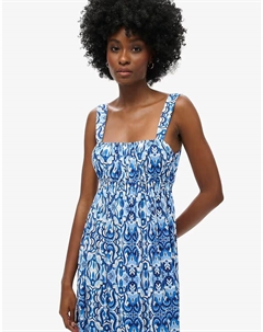 Платье макси с завязками на спине, с синим плиточным принтом Superdry