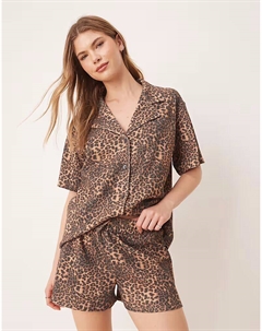 Боксеры с вафельным леопардовым принтом Asos design