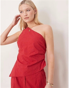 Костюм, приталенный топ с открытыми плечами и цветочным принтом, красный цвет Asos design