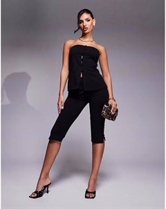 Штаны-капри coord с разрезами по бокам черного цвета Asos design