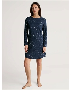 Ночная рубашка "Sweet Dreams", с накладным нагрудным карманом с окантовкой, синий Calida