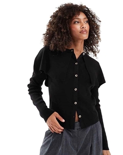 DESIGN – черный вязаный кардиган с круглым вырезом и накидкой Asos