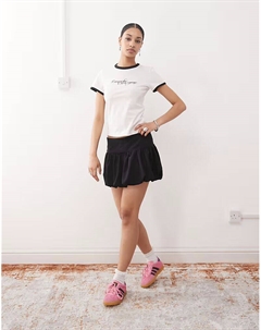 Футболка в стиле 90-х с графическим принтом спереди, белого цвета Weekday