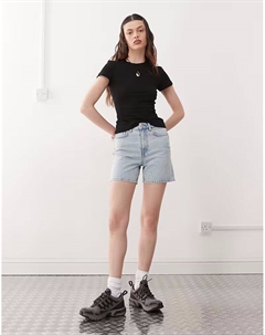 Джинсовые шорты Eya с высокой талией насыщенного синего цвета эксклюзивно для ASOS Weekday