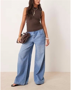 Джинсы прямого кроя со складками спереди, светло-голубого цвета Mango