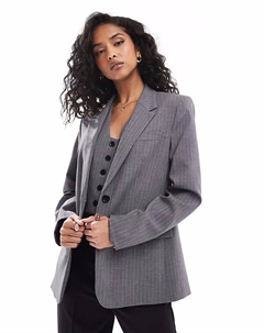 Блейзер в полоску цвета манго серого цвета Mango