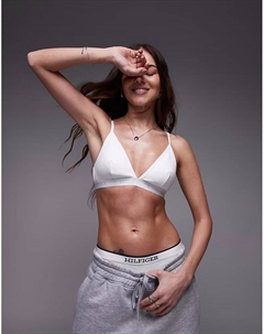 Треугольный бюстгальтер-бралетт с логотипом на тесьме белого цвета Tommy hilfiger