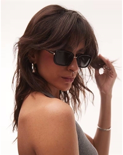 Солнцезащитные очки в металлической оправе черного цвета Mango