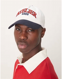 Кепка белого цвета с вышивкой и контрастным козырьком Asos design