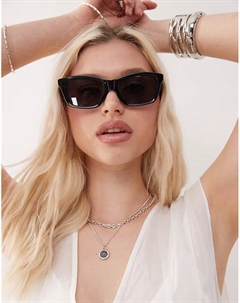 Солнцезащитные очки «кошачий глаз» в будничном стиле черного цвета Weekday