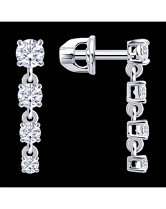 Серьги из белого золота с фианитами Sokolov