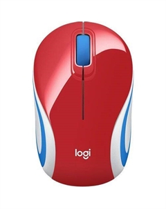 Мышь беспроводная Mini M187, радио, оптическая, USB, 1000dpi, красный и белый Logitech