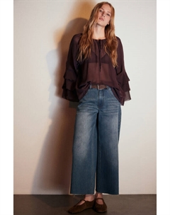 Джинсы кроп широкие с ремнем Befree