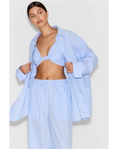 Топ из хлопка в полоску голубого цвета 2mood