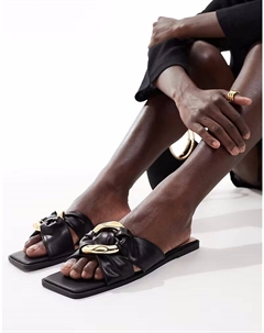 Черные шлепанцы Foxy с фурнитурой Asos design