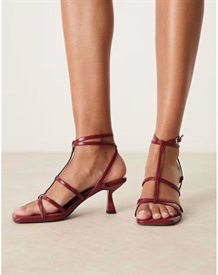 Босоножки Highlight на среднем каблуке с решеткой темно-вишневого цвета Asos design
