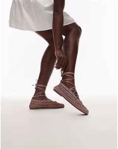 Балетки крючком розового цвета Mango