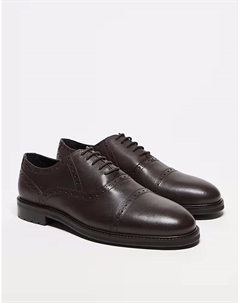 Оксфорды на шнуровке из коричневой кожи с отделкой в стиле броги Asos design