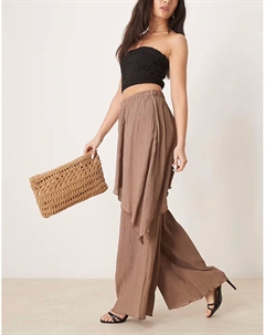 Брюки с запахом и жатым эффектом цвета мокко Asos design