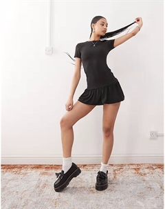 Мини-платье с подолом-пузырьком черного цвета Weekday