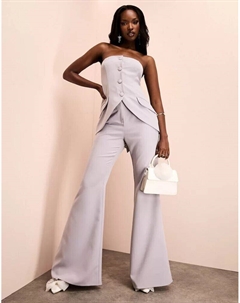 Серые элегантные расклешенные брюки узкого кроя Asos