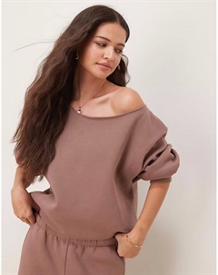 Свитшот с открытыми плечами шоколадного цвета Asos design