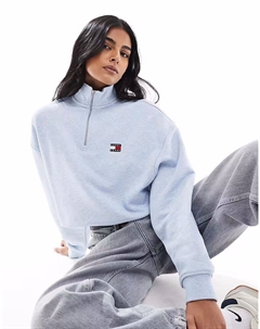 Кроп-свитер с 1/4 молнии и нашивкой в цвете baby blue Tommy jeans