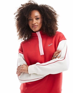 Флисовая кофта с принтом на спине и молнией 1/4 красного цвета Nike