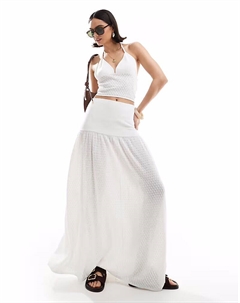 Трикотажная пляжная макси-юбка с заниженной талией белого цвета 4th & reckless
