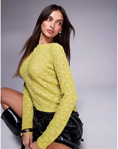 Кружевной сетчатый топ с асимметричным подолом оливкового цвета Asos design