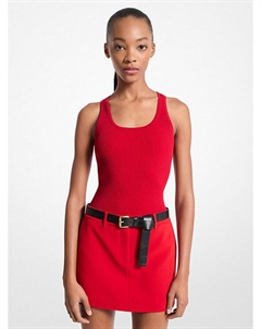 Ребристый топ с круглым вырезом, красный Michael kors