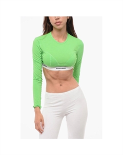 Укороченный топ с длинными рукавами и логотипом на поясе, зеленый Dsquared2