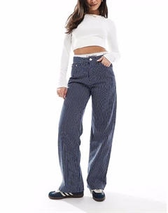 Джинсы-мешковатые в полоску синего цвета Pull & bear